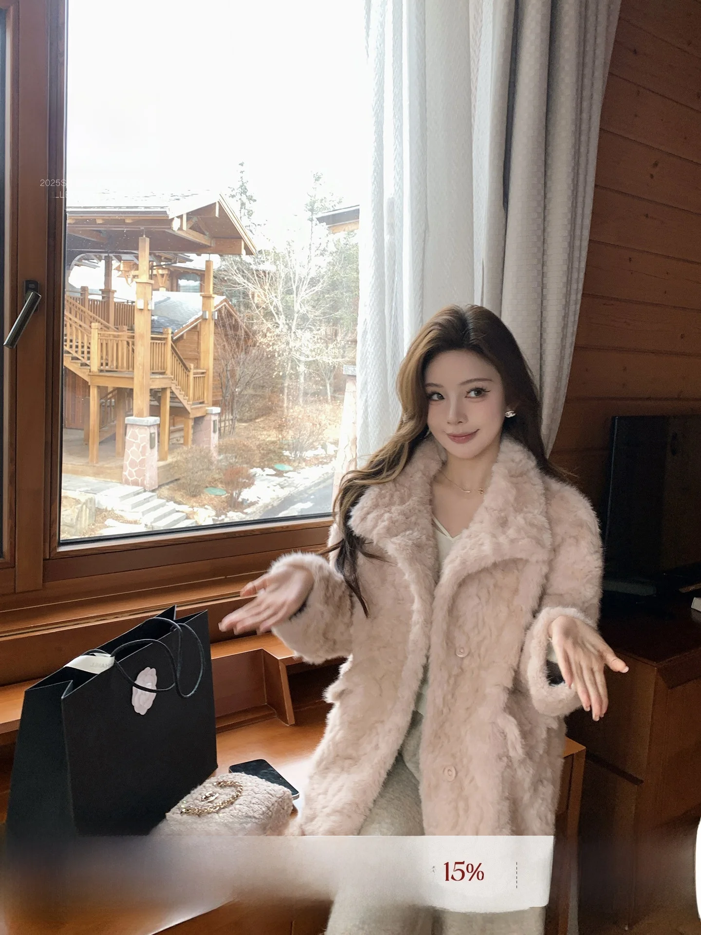 

Eco-Friendly Fur Jaet Women's Qu Meiyao White Day Cumin Collar One-Piece Leather And Fur Coat Casual Sle ort Length