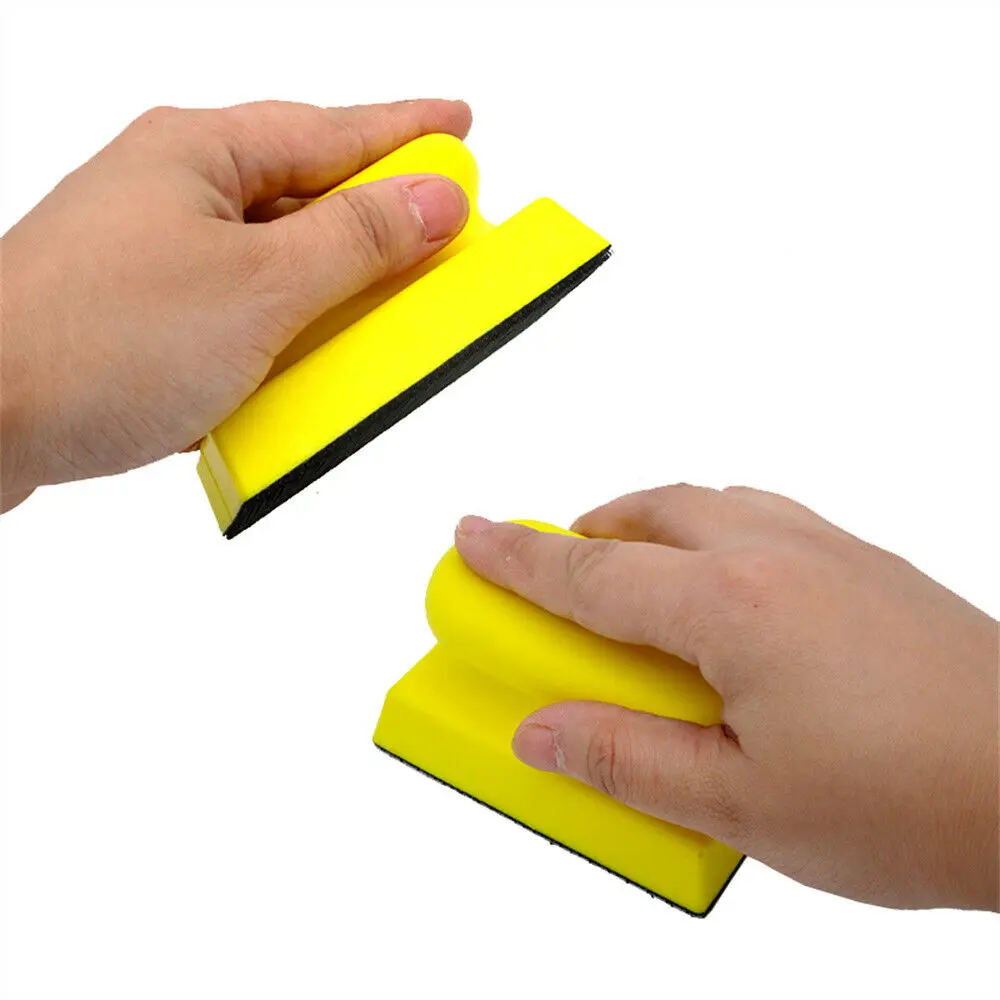 Bloque de lijado a mano, almohadilla de pulido de respaldo de papel de lija, soporte de disco de lijado de espuma Pu para muebles de lana, 66x96MM
