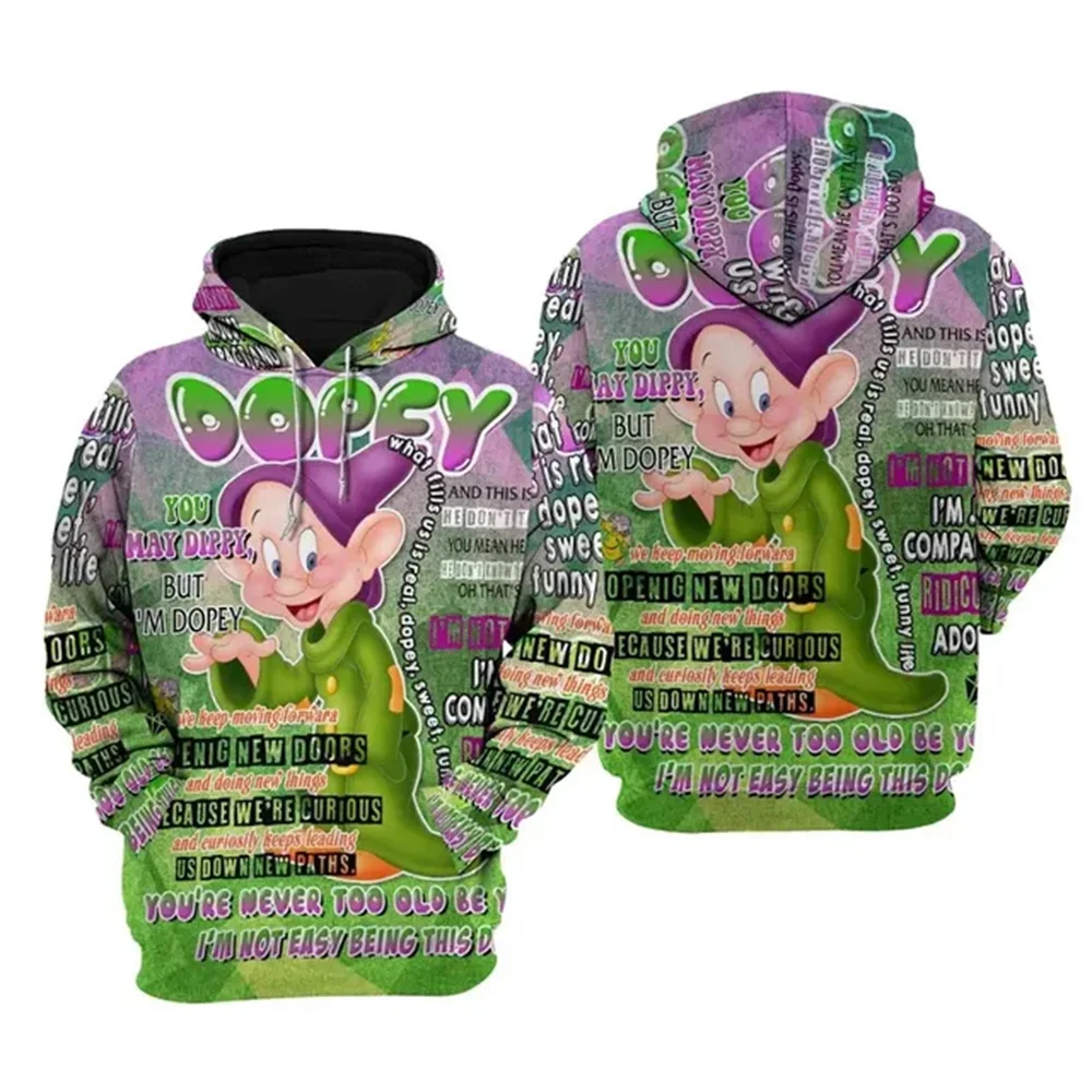 

2024 Disney Dopey Dwarf 3D Hoodie Disney Pattern Cartoon Clothing Boys and Girls Children's Hoodie 3D Pullover