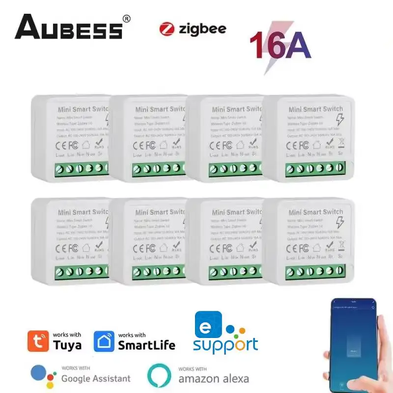 

Умный переключатель Tuya ZigBee 16A, приложение ewelink, модуль Smart Life, Wi-Fi, DIY, таймер, реле, автоматизация, двустороннее управление, работает с Alexa Google