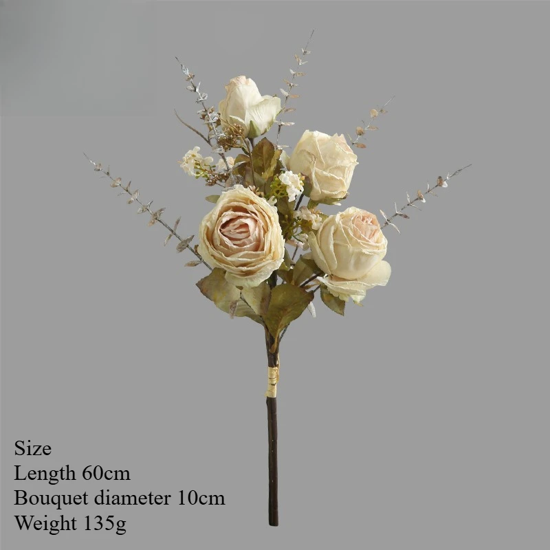 2 Stück künstliche Blumen, Herbst-Vintage-Magnolie, DIY-Hochzeitsstrauß, Tischdekoration für Zuhause, künstliche Hortensie, Pfingstrose, Kunstblume – Detail 16
