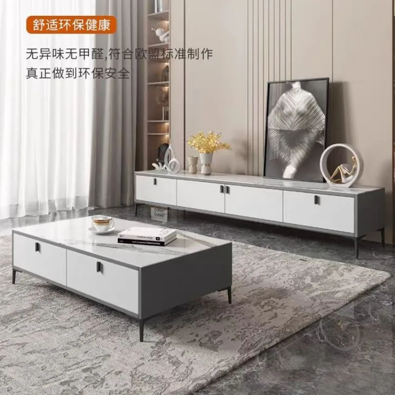 

Italian minimalist rock slab coffee table TV cabinet modern simple living room household storage rectangular tea table floor cab