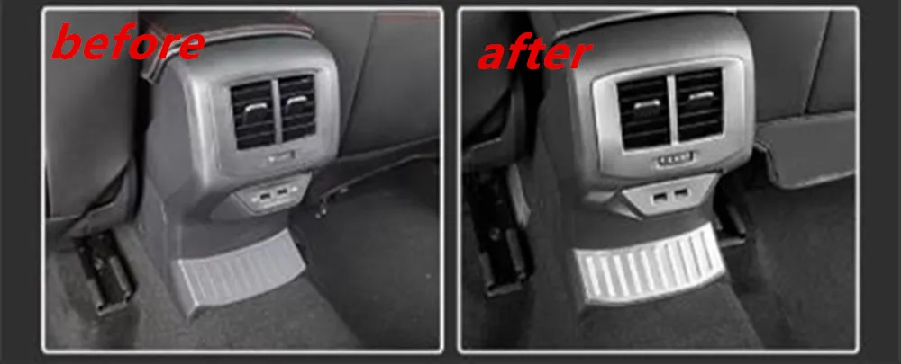 Car Rear Armrest Air Vent Outlet USB Anti-kick Foot Sequins Frame Trims for Volkswagen T Roc VW T-roc 2017-2025 Auto Accessories view 2