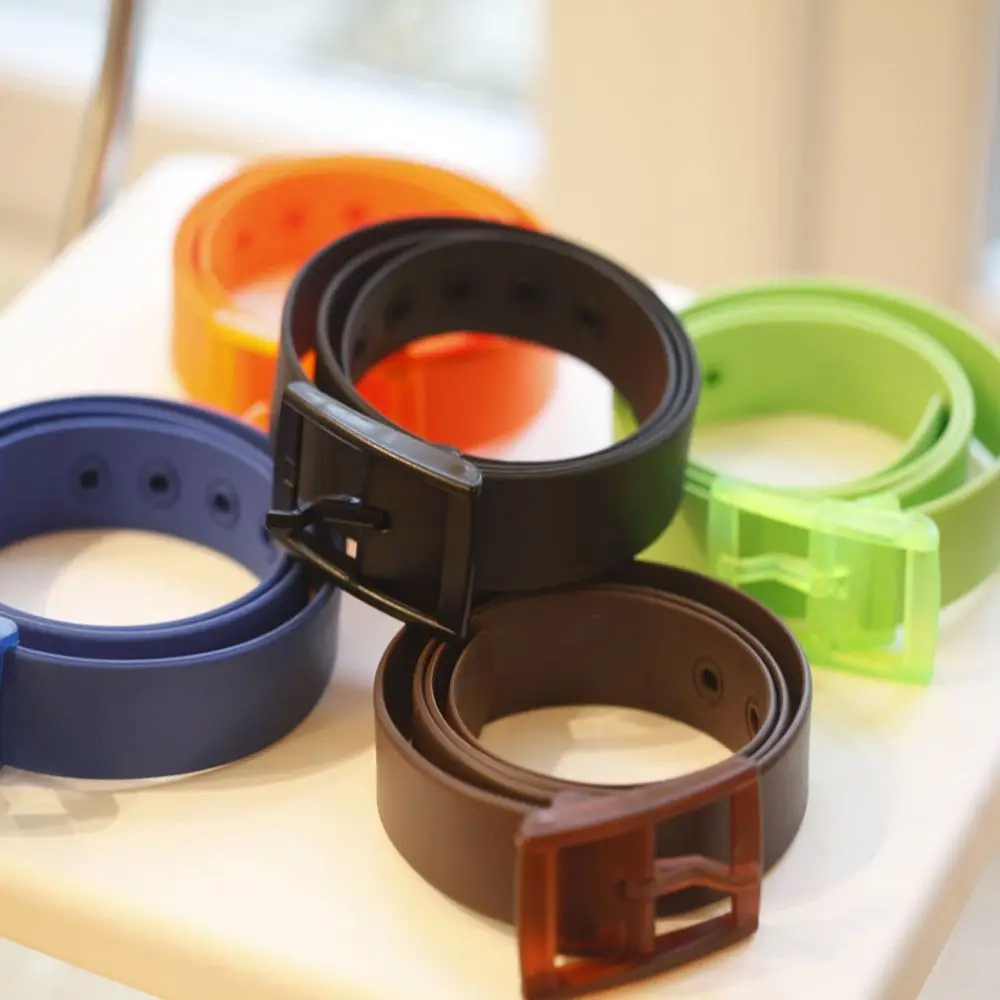 

Color Unisex Waist Belt Strap Plastic Buckle Silicone Rubber Leather Belt Ceinture Silicone Belt Casual Belts Belts Waistband