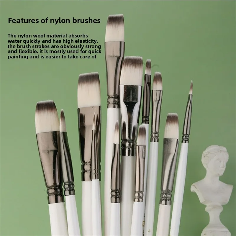 

12pcs professional artist brush set nylon bristle watercolor powder brush, used for watercolor, acrylic, facial and body