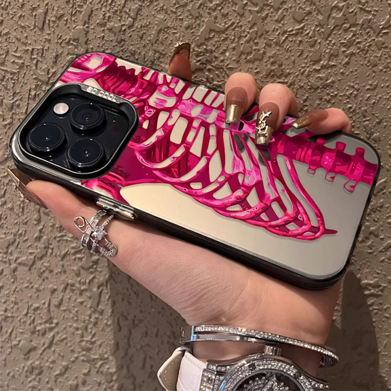 Custodia per telefono con teschio verde rosa di lusso per iPhone 17 16 15 14 13 12 11 Pro Max Plus 17 Air 16E X XR XS Max Copertura paraurti antiurto