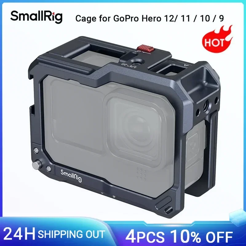 SmallRig para GoPro Hero 12/9/10/11, Kit de Jaula Negra para Vlog, Compatible con el Filtro de Lente Max Lens en Cámara con Soporte Cold Shoe -3084C