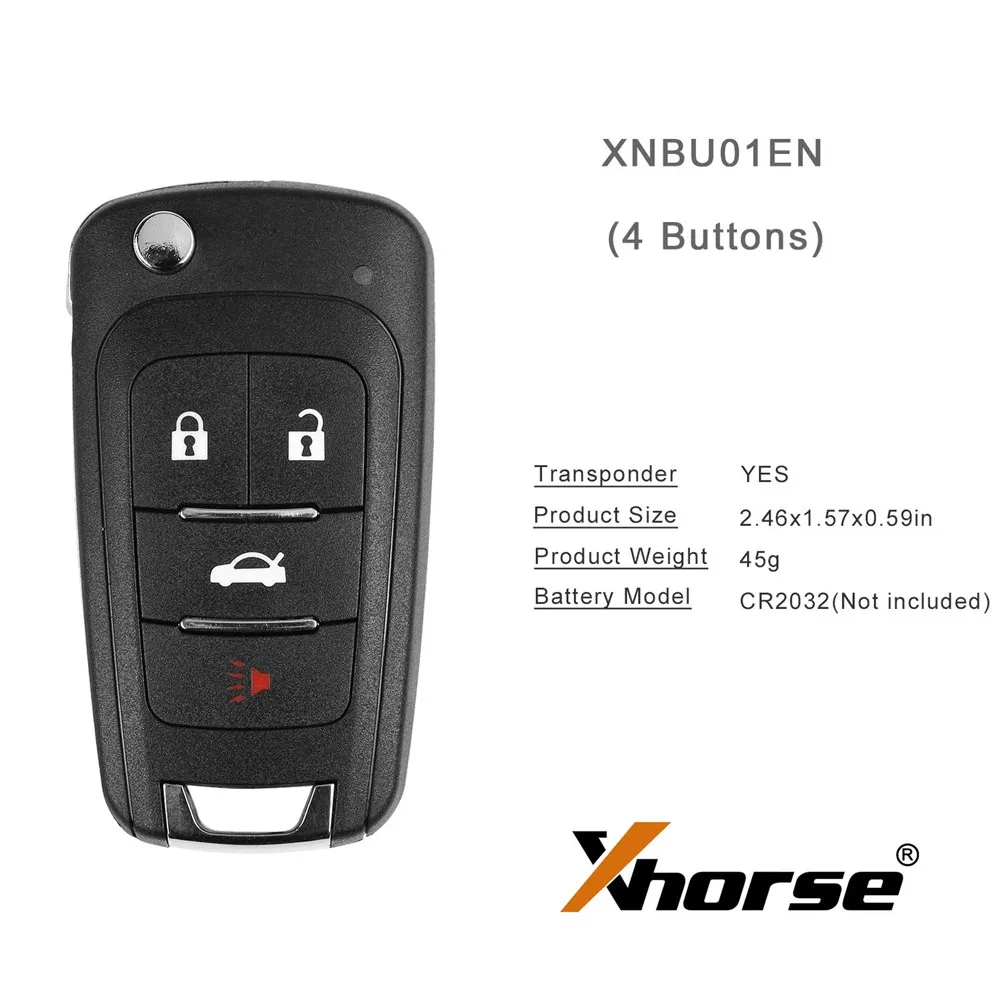 1PCS Xhorse XNBU01EN WIRELESS VVDI สําหรับ Buick FLIP Key ประเภท Universal Remote Key 4 ปุ่ม