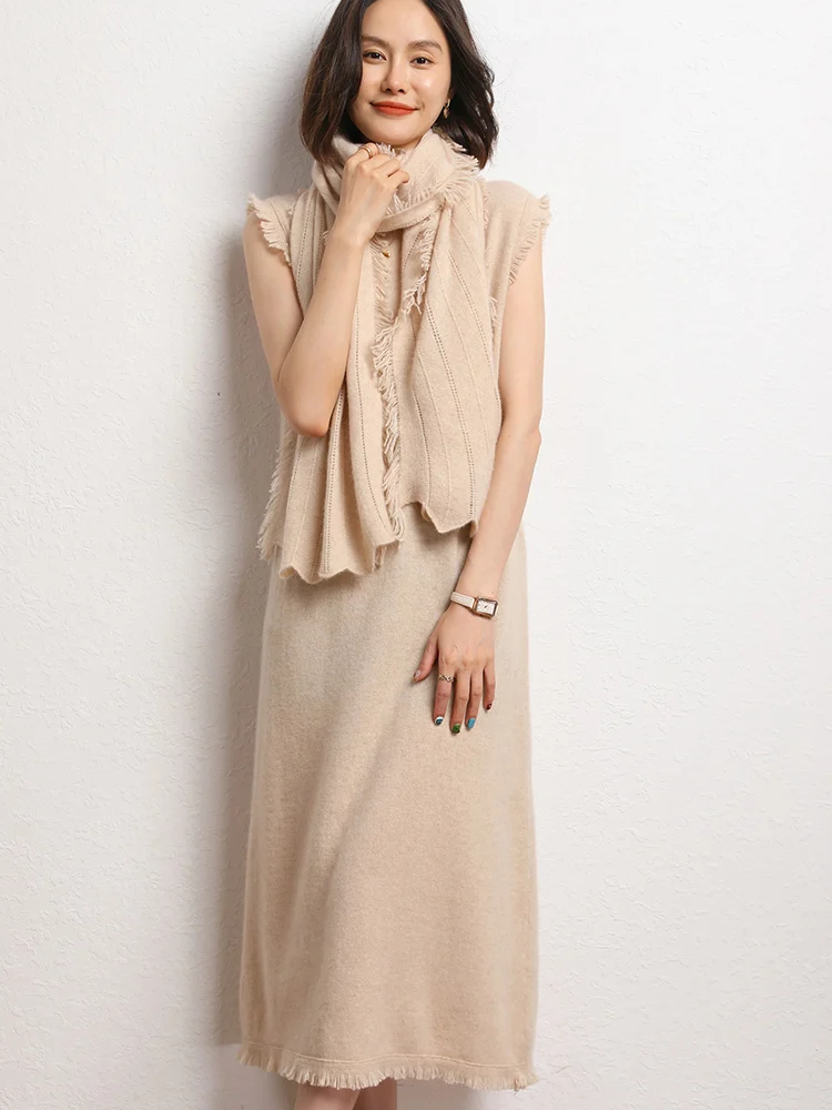 Sold Out Sold Out Cashmere Luxury Hollow Tassel cashmere shawl scarf Autumn Winter Soft Warm Cashmere Sweater Tops