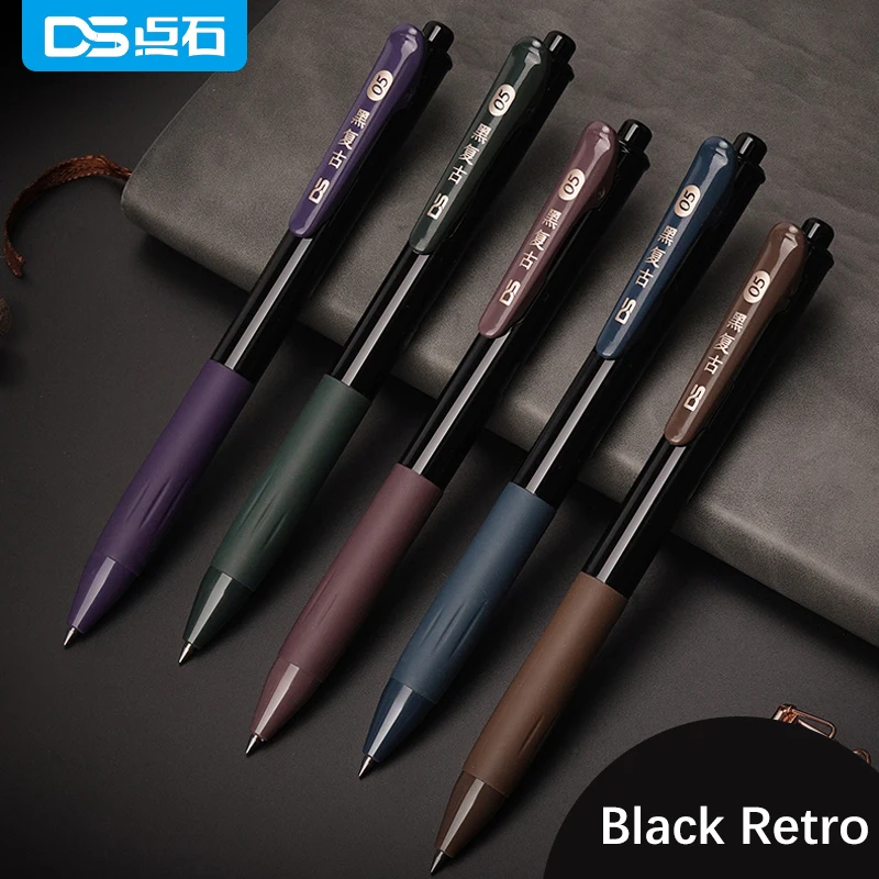 Black Vintage Gel Pen Quick Dry Ink 0.5mm Retro Colored Ink for Writing Journal Scrapbook Student Back To School Stationery