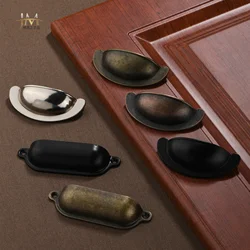 Antique retro medicine cabinet drawer shell zinc alloy silver black retro semicircle home hardware handle