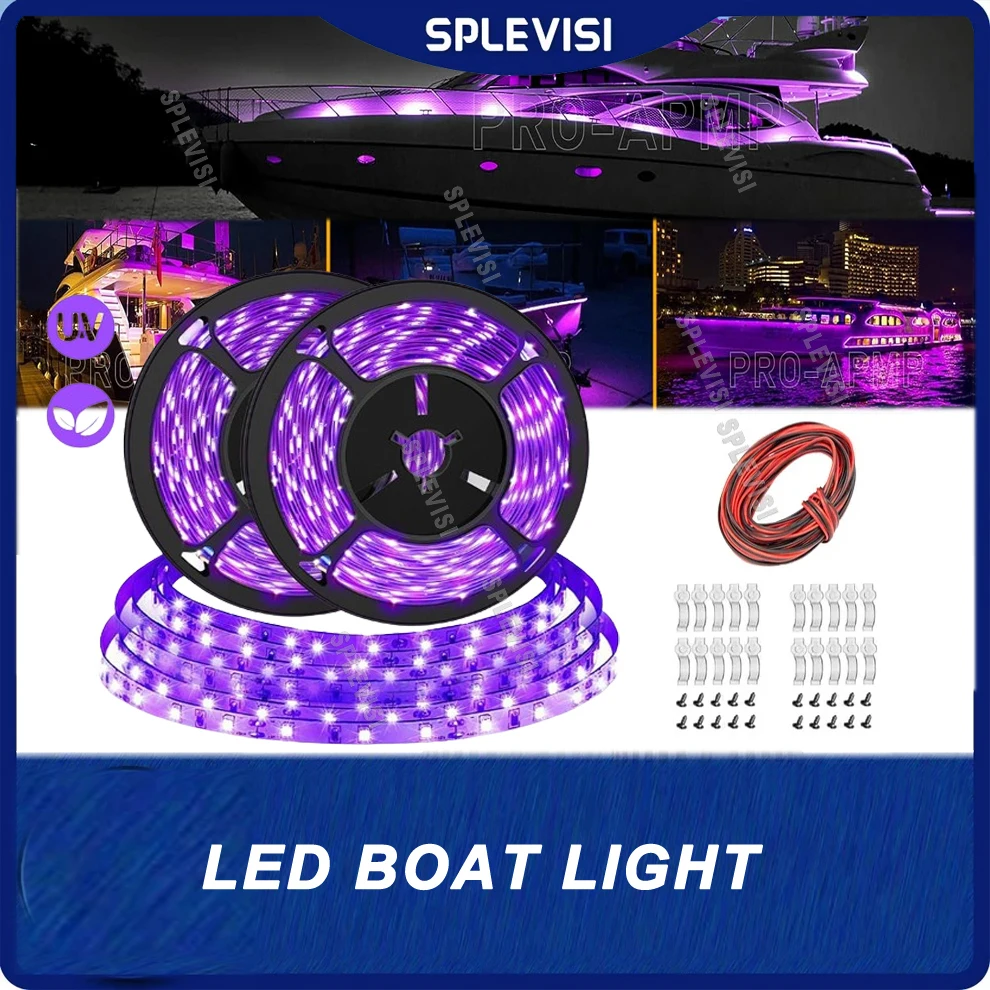 

12V 32FT Marine Boat Ultra Violet UV Light LED Lights Strip,Night Fishing Lights,Waterproof for Fishing Boat Pontoon Yacht