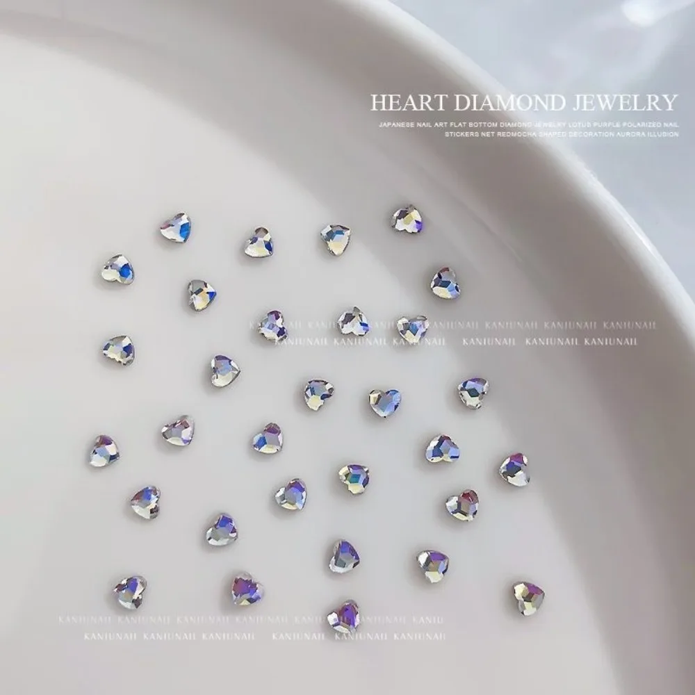 50 pièces 3mm amour diamant bijoux Nail Art couleur fond plat en forme de diamant Pop ongles accessoires ongles décoration ongles fournitures