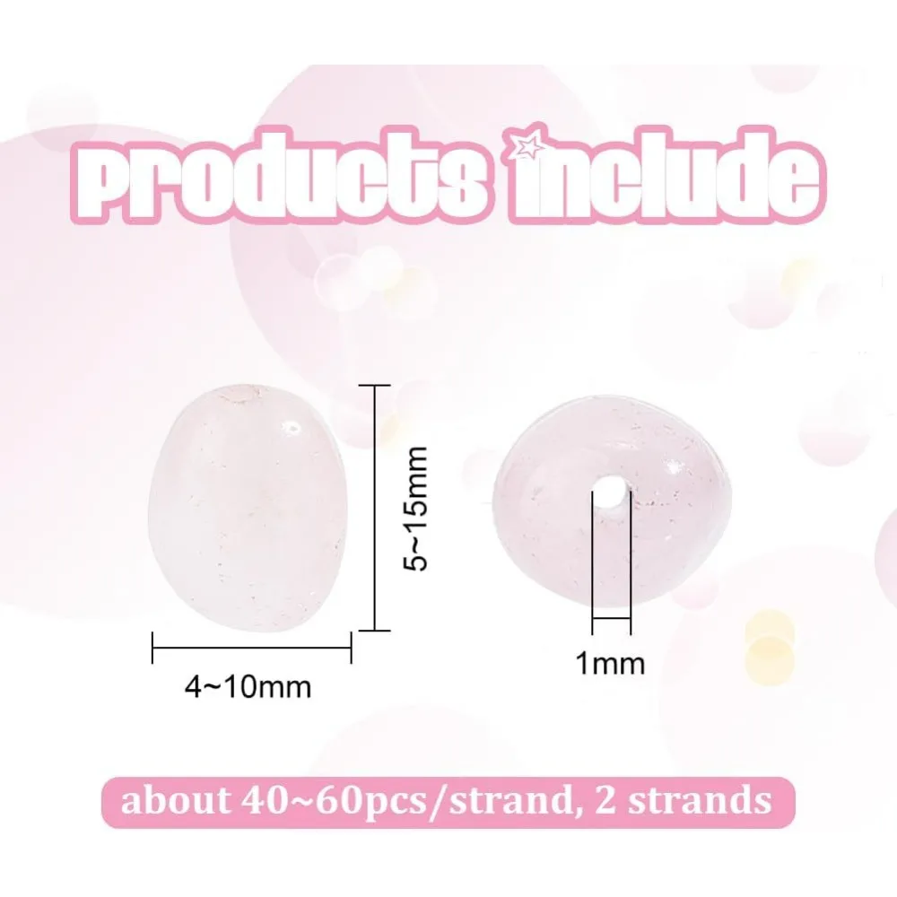 about 80~120Pcs/2 Strands Natural Rose Quartz Beads Gemstone Oval Loose Beads Crystal Energy Stone Natural Stone Crystal Beads