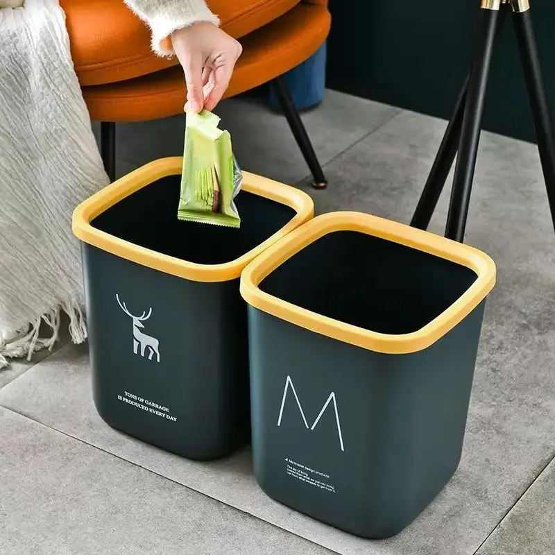 Plastic Wastebasket Home Living Room Bedroom Kitchen Bathroom No Lid Nordic Paper Basket Garbage Bin  Dustbin