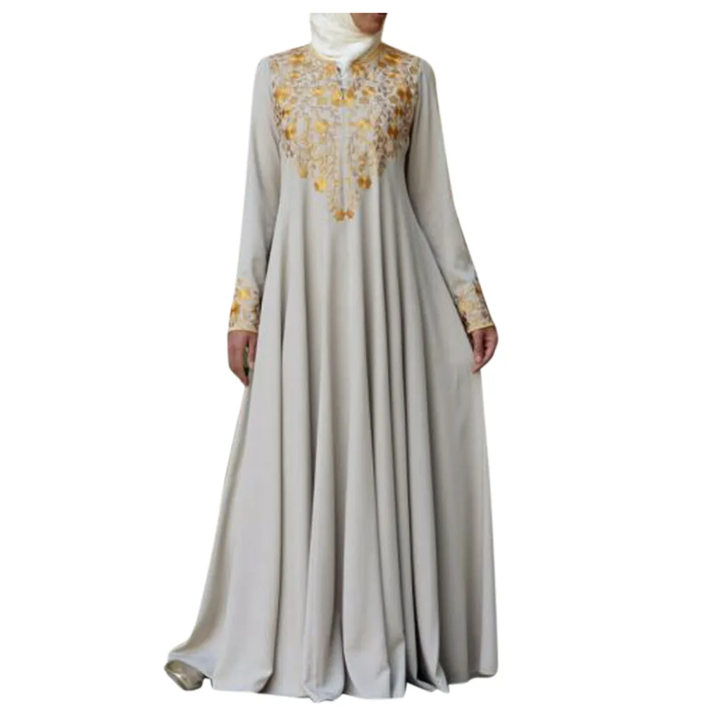 femme musulman pakistan muslim Women Muslim Maxi Long Dress Dubai Abaya Robe Islam Kaftan Print Long Sleeve S-5XL muslim dress