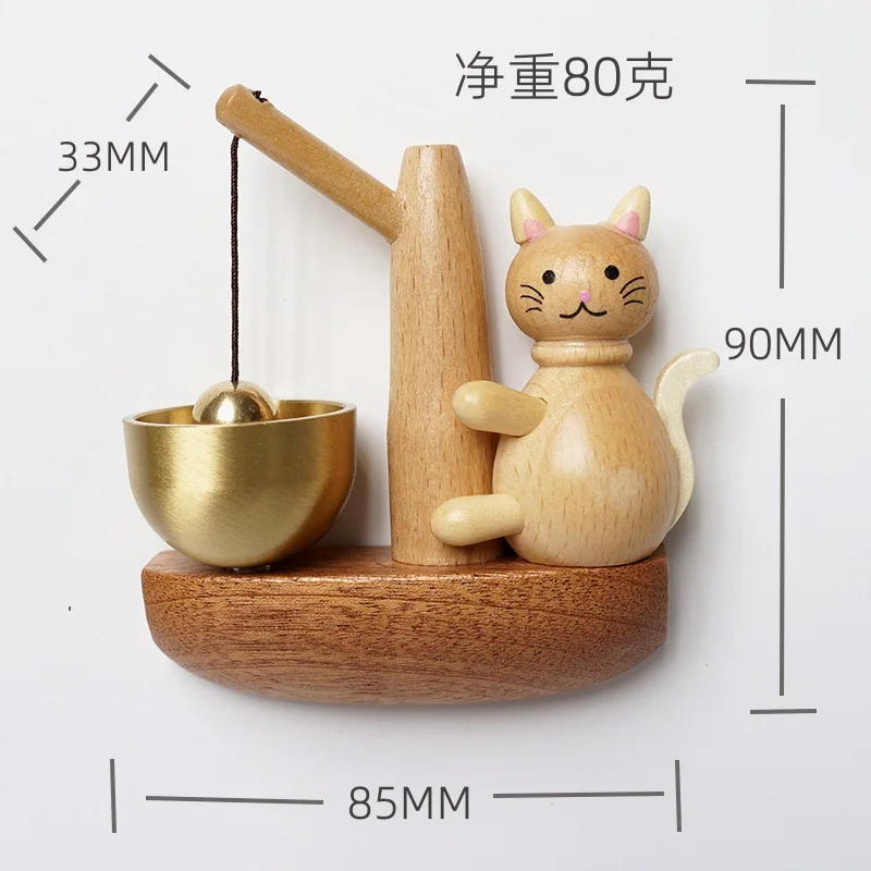 Bell for Door Opening Magnetic Fishing Cat Door Home Decor Cute Animal Magnetically-Attached Wood Doorbell Decoration Crafts