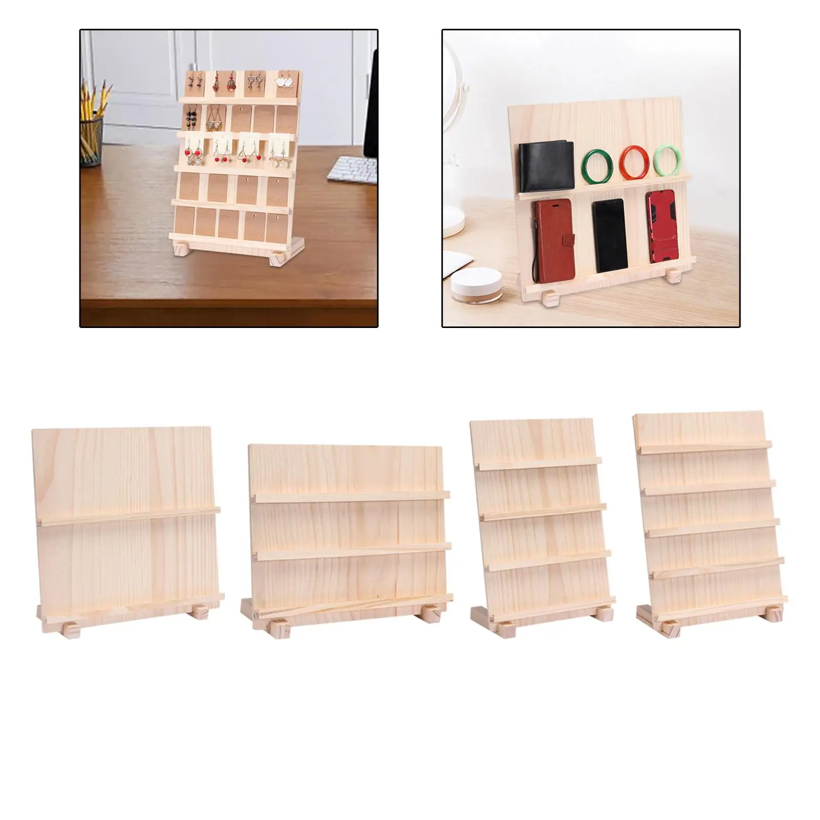 Wooden Earring Display Rack Jewelry Napkin Display for Shows with Base Multilayer Earring
