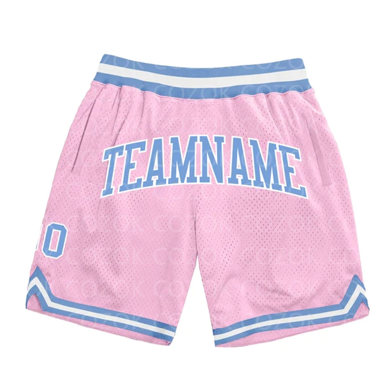 Custom Light Pink Black Authentic Basketball Shorts 3D Printed Men Shorts Name Mumber Quick Drying Beach Shorts