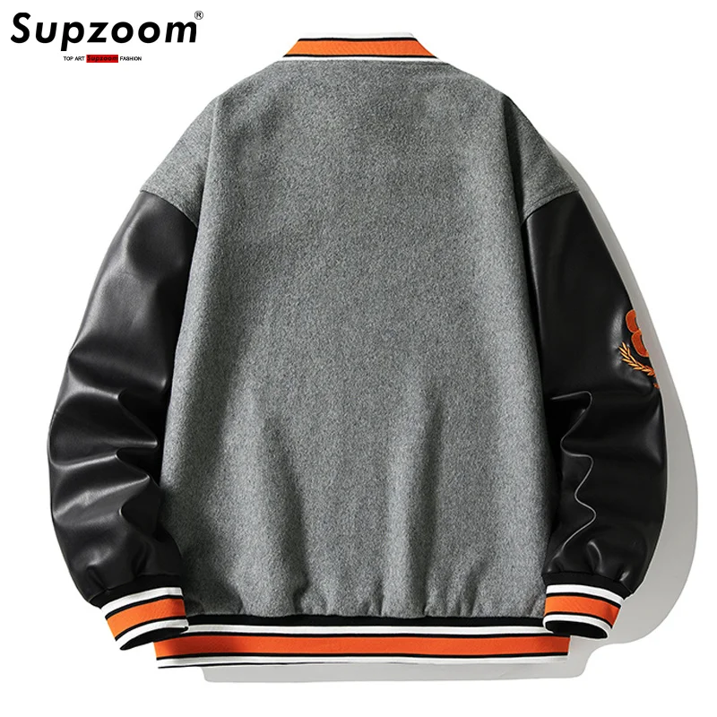 

New Arrival 2023 Rib Sleeve Embroidery Brand Clothing Bomber Jacket Men Baseball Cotton Loose Casual Bread Fashion Coat