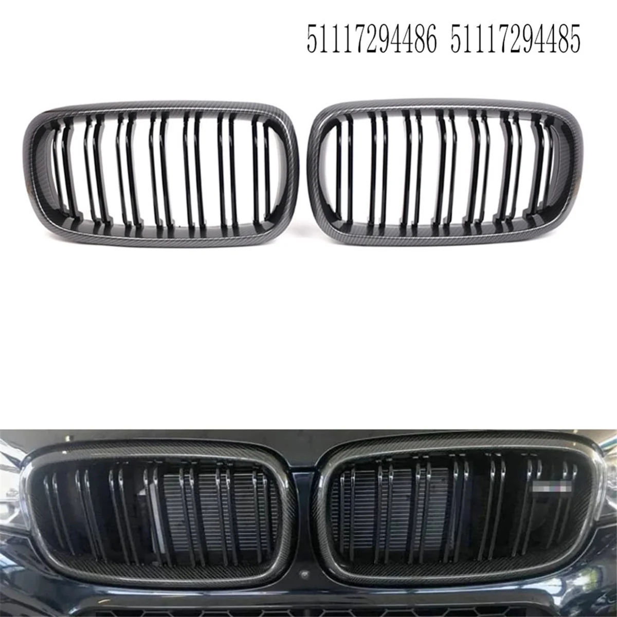 Front Bumper Grille for BMW X5M F85 X6M F86 X5 F15 X6 F16 Front Kidney Grill Racing Grills 51117294486 51117294485