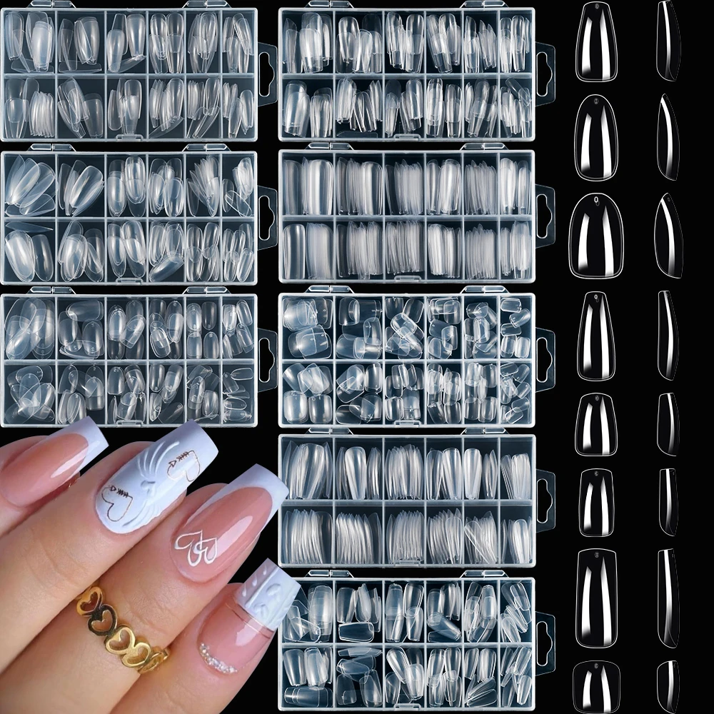 120 pezzi trasparente ballerina gel punte per unghie finte bara media unghie finte francesi 12 dimensioni copertura completa punte di estensione artificiale acrilica @