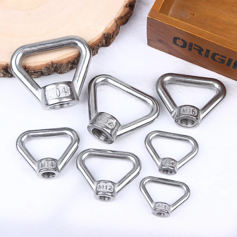 Stainless Steel Triangle Eye Nuts for Lifting, M8-M24 Size, Complements Trapezoid Thread Rings