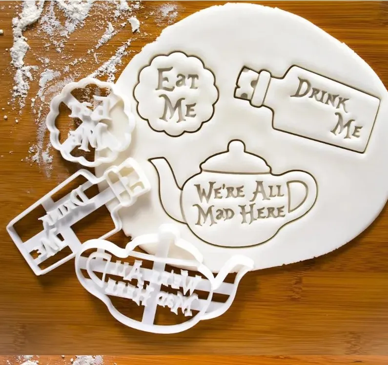 Eat Me Cake Cutter Alice In Wonderland Crazy Teapot Drink Me Treat Dessert Quotes Mad Clay Cutter Eat Cookie Cake Tools Birthday
