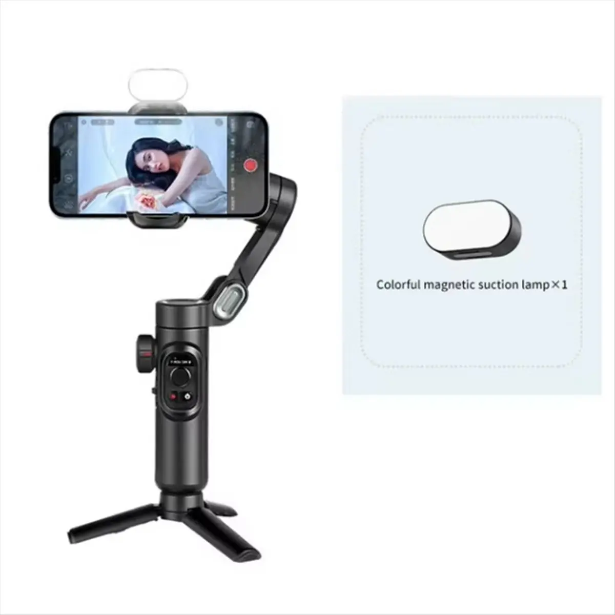 

3- Handheld Gimbal Stabilizer for Smartphone with Fill Light for Mobile Live Video Recording Anti-Shake Phone Holder