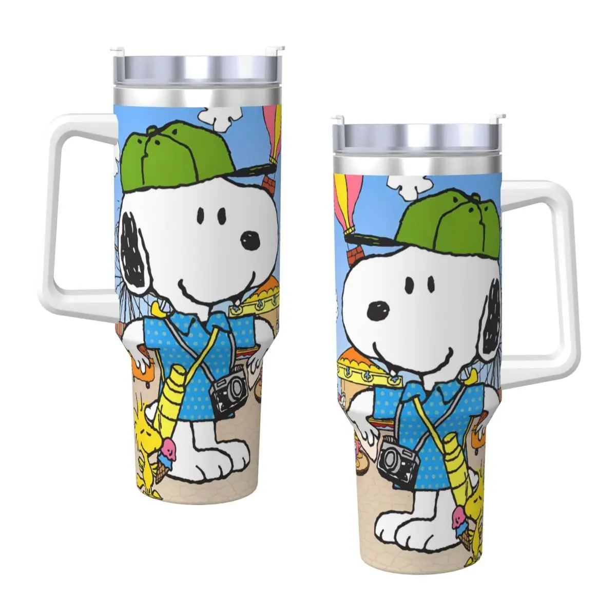 Vaso de acero inoxidable SNOOPY, tazas térmicas para perros americanos, tazas portátiles para coche frío y caliente, botella de agua gráfica de viaje