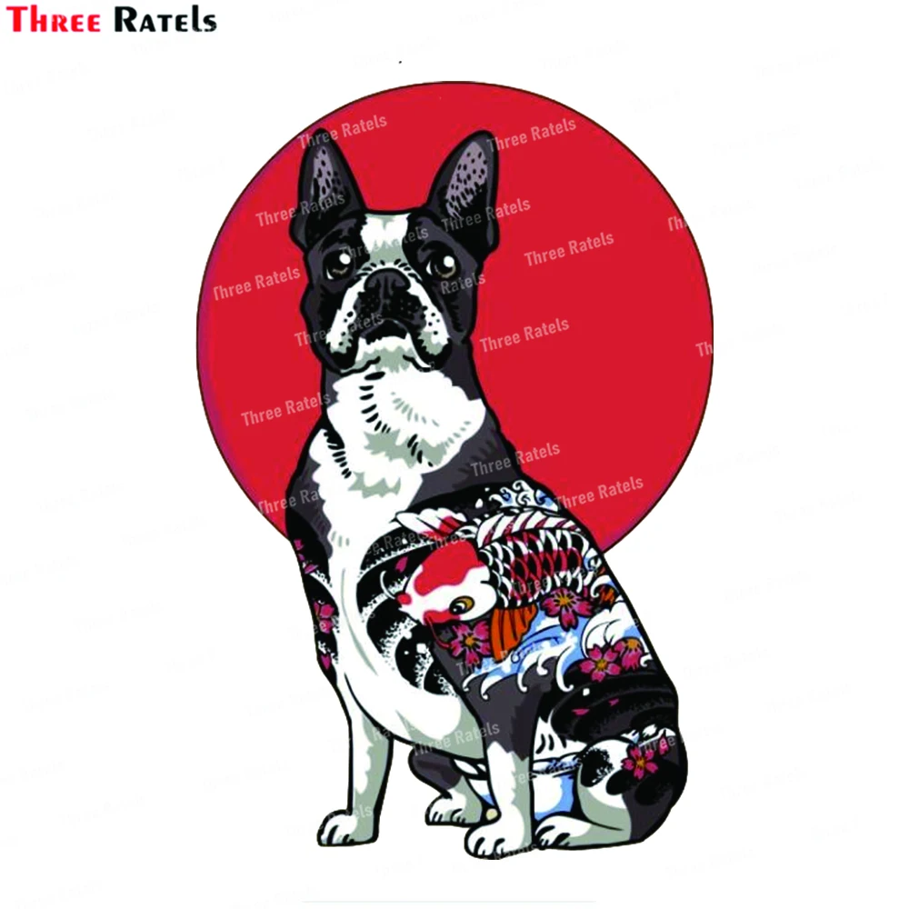 I479 Japanese Style Boston Terrier Yakuza Car Stickers Motorcycle Decal Funny Vinyl Creativite Laptop Decals Decoration