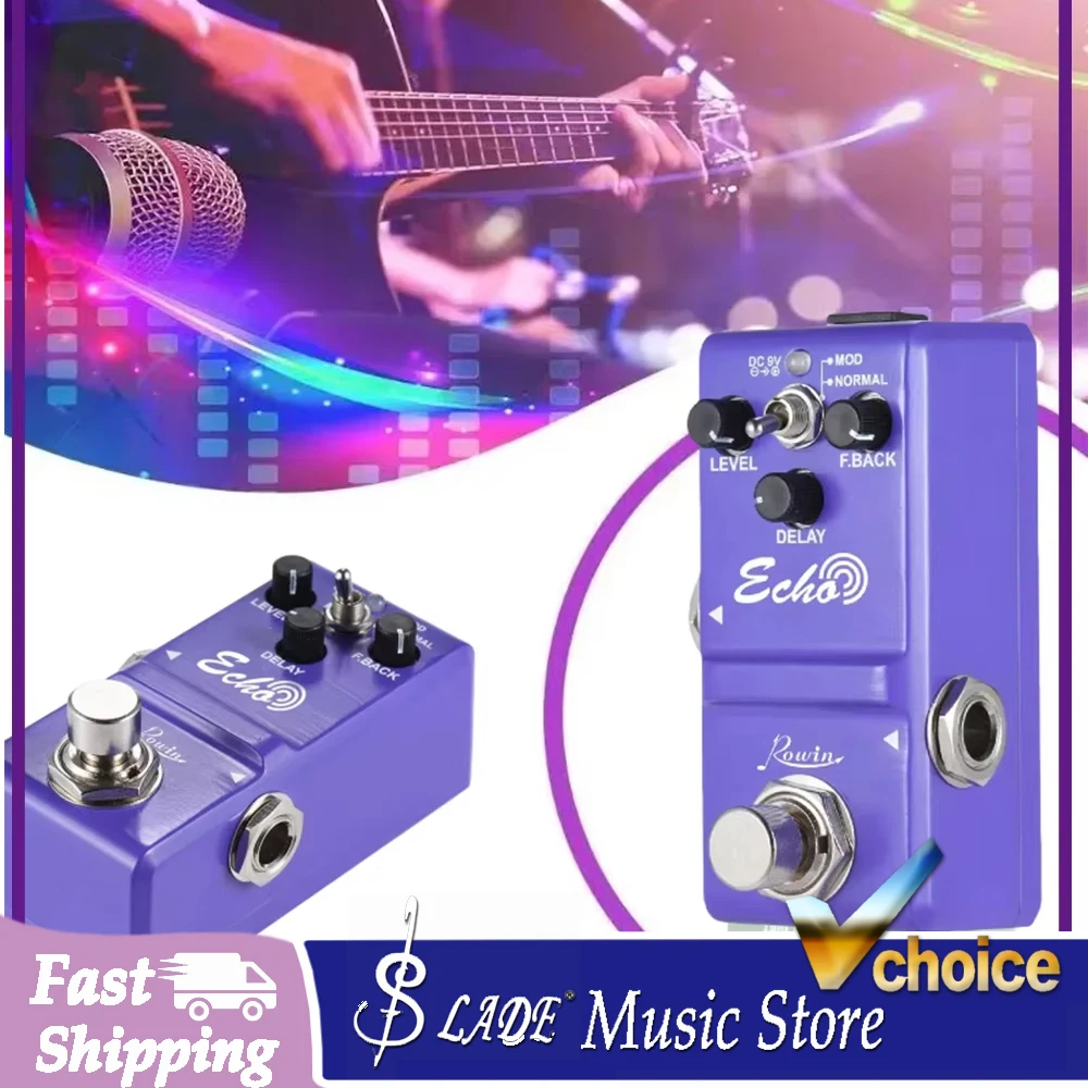 Rowin NANO Super Mini Guitar Effect Pedal Purple Delay Echo Analog Bass Delay Effector For Guitar Bass Parts & Accessories