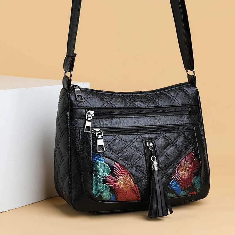 New Large Capacity Fashionable Bag With High-end Feel Soft Leather Crossbody Bag Trendy Printed Versatile Shoulder Bag