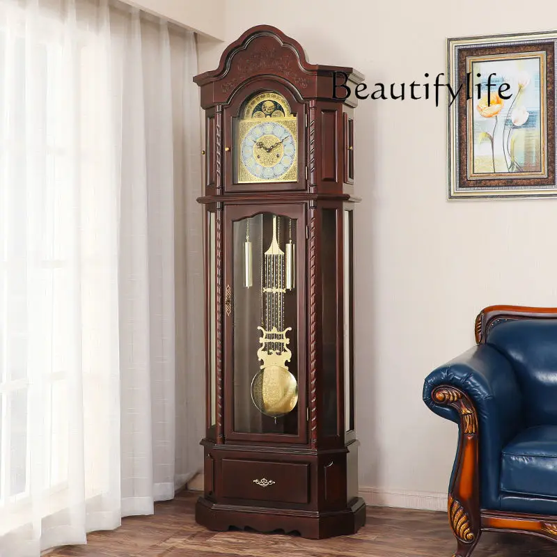 Floor clock living room European clock Chinese retro home desktop large simple and high-end sense