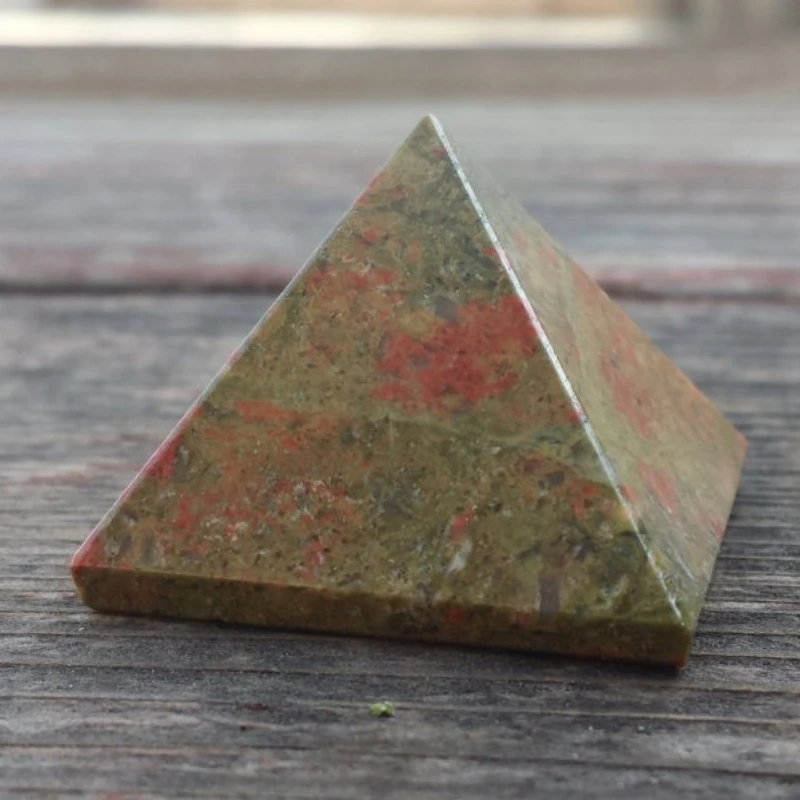 Natural Unakite Pyramid Premium Decorative Stone, Ideal for Improving Home Aesthetics A Great Present Bohe Style Crystal Crafts