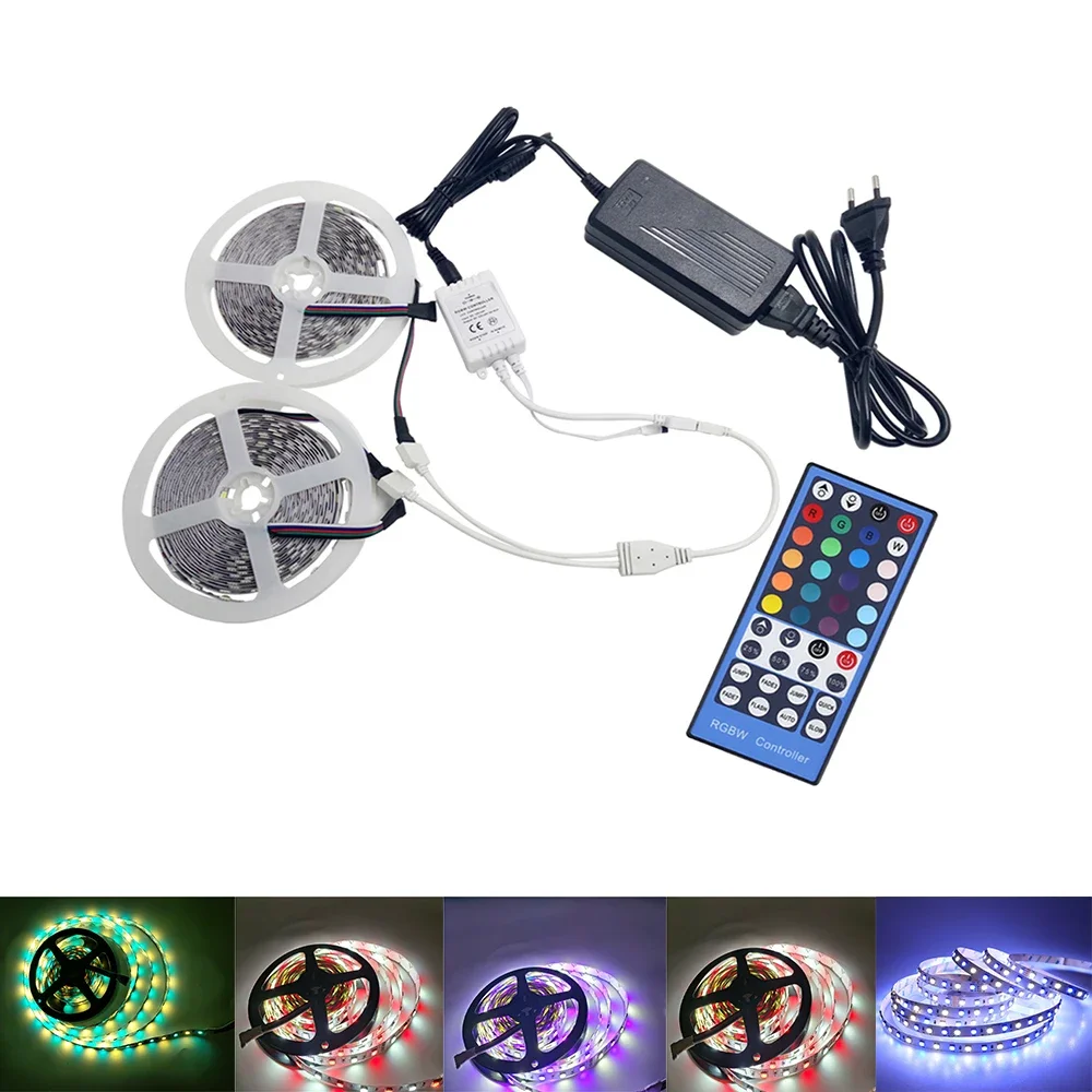 Necen 2 x 5 M LED RGBW Strip Lights DC 12V with 44key Mini Controller and LED Power Supply