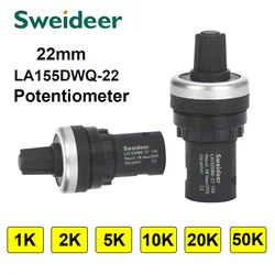LA155DWQ-22 22mm Diameter Pots Rotary Potentiometer 1K 2K 5K 10K 20k 50k Converter Governor Inverter Resistance Switch
