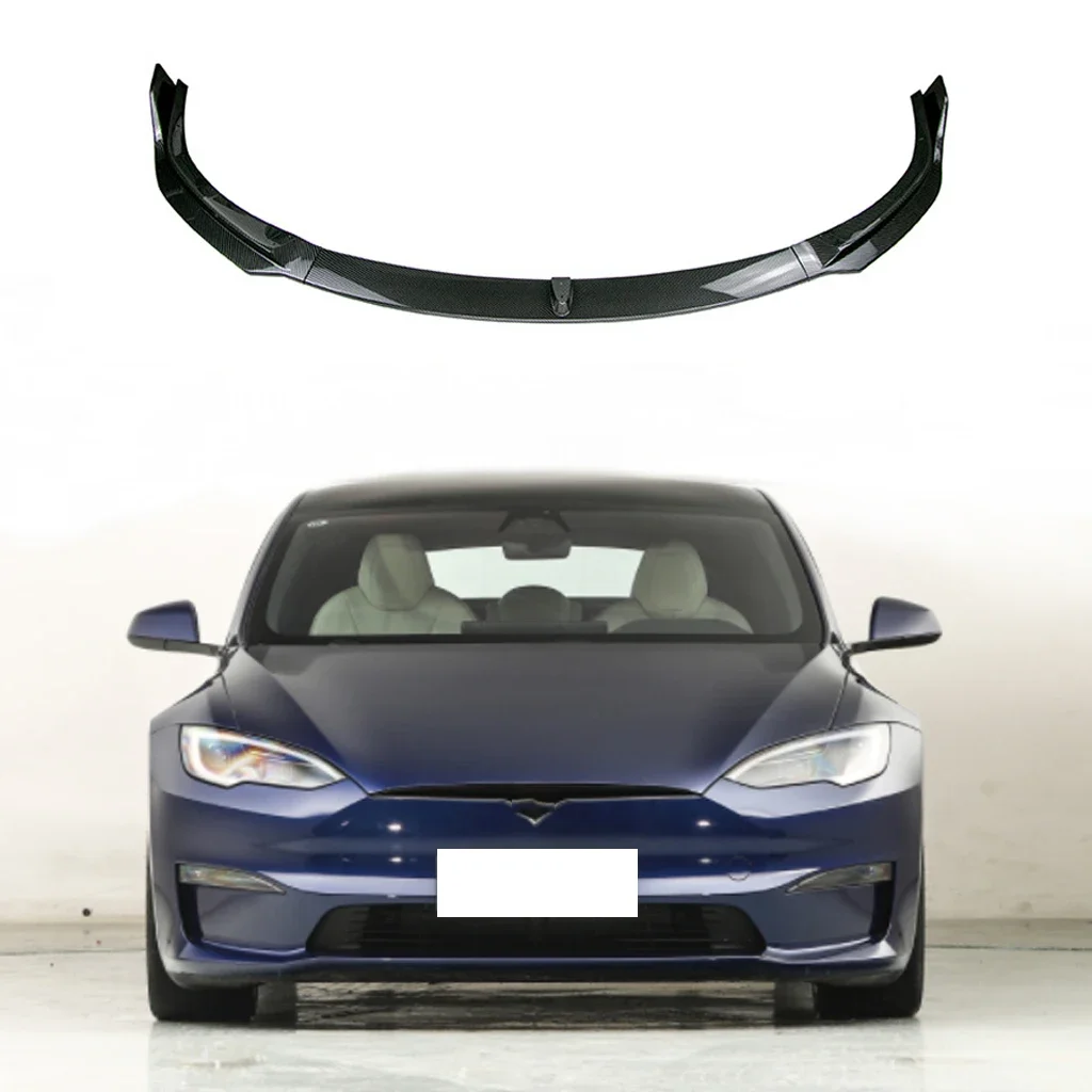 New! Front Bumper Splitter Lip Spoiler Diffuser Guard Cover Body Kits For Tesla Model S / Model S Plaid 2021 2022 2023 Gloss Bla