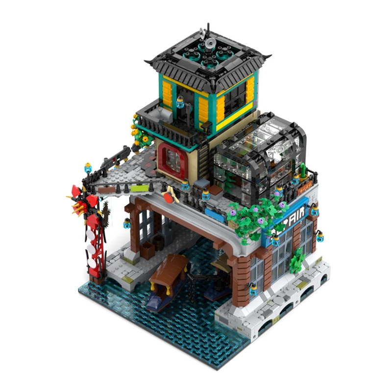 3239 шт. MOC Ninjago City расширение модульная архитектура строительный блок модель креативная детская кирпичная игрушка подарок на день рождения