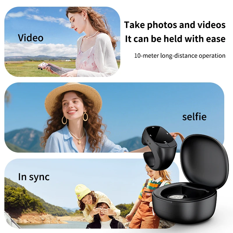 

Cell Phone Finger Ring Bluetooth-Compatible Remote Control,Selfie Video Remote Controller, Automatic Page Turner