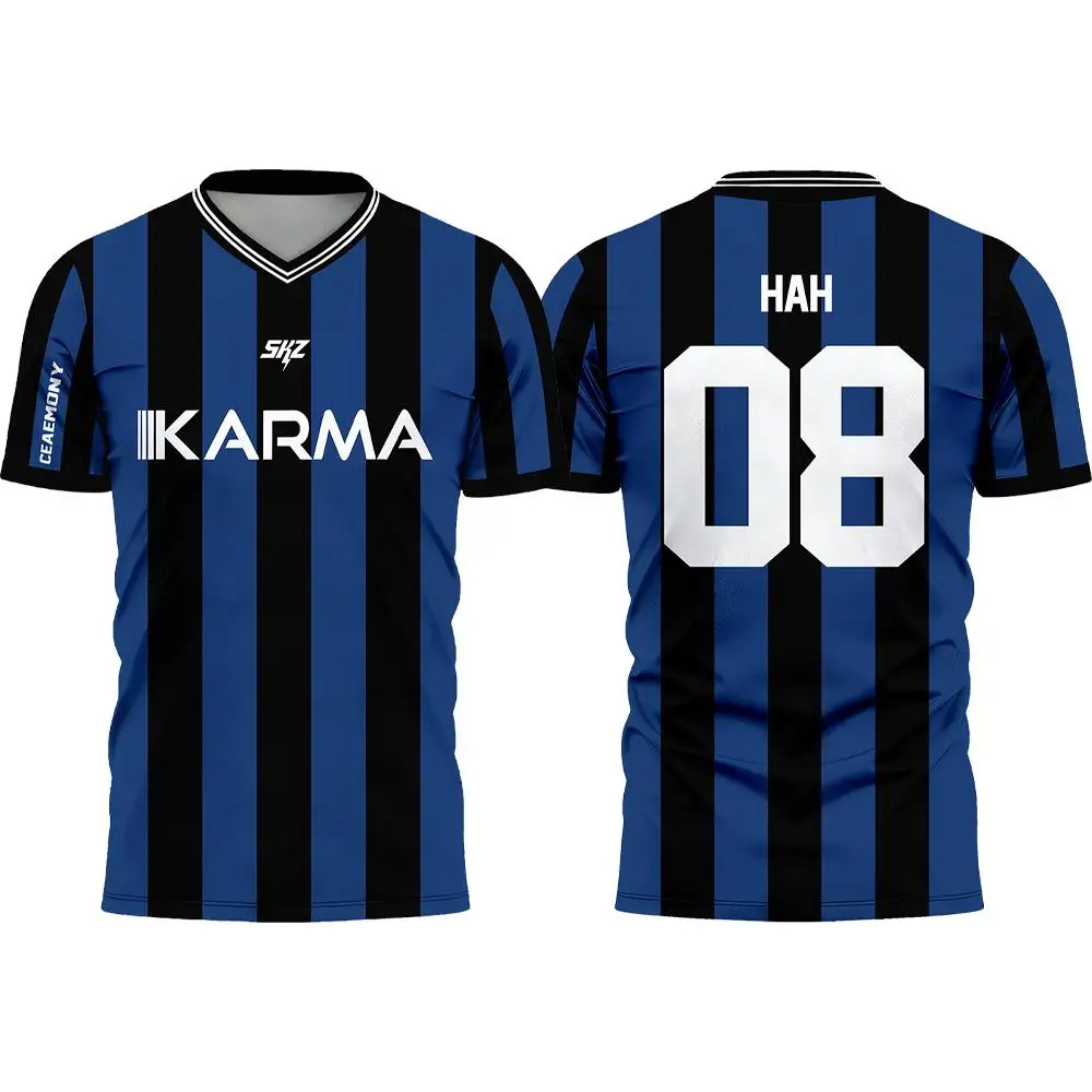 KPOP Stay KARMA Album Fans Support Shirts FELIX BANGCHAN HYUNJIN Y2K Streetwear Loose T-Shirt Unisex Customizable Sports Jersey image 4