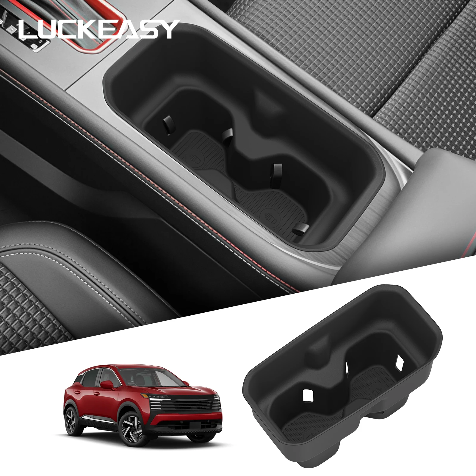 LUCKEASY für Nissan Kicks 2025 2026 (Nordamerika) Mittelkonsole Getränkehalter Auto-Zubehör Getränkehalter Aufbewahrungsbox