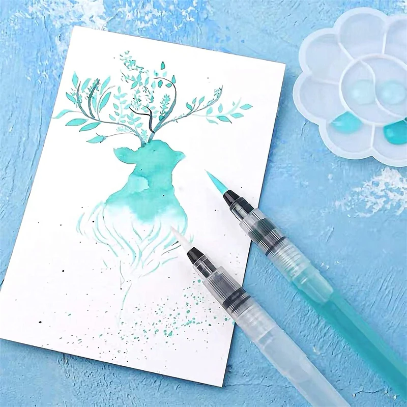 7/9/12 sztuk zestawów pędzli akwarelowych Super łatwe w użyciu i napełnianiu do rozpuszczalnych w wodzie kolorowych ołówków Aqua Brush Pen dla początkujących — zdjęcie 7