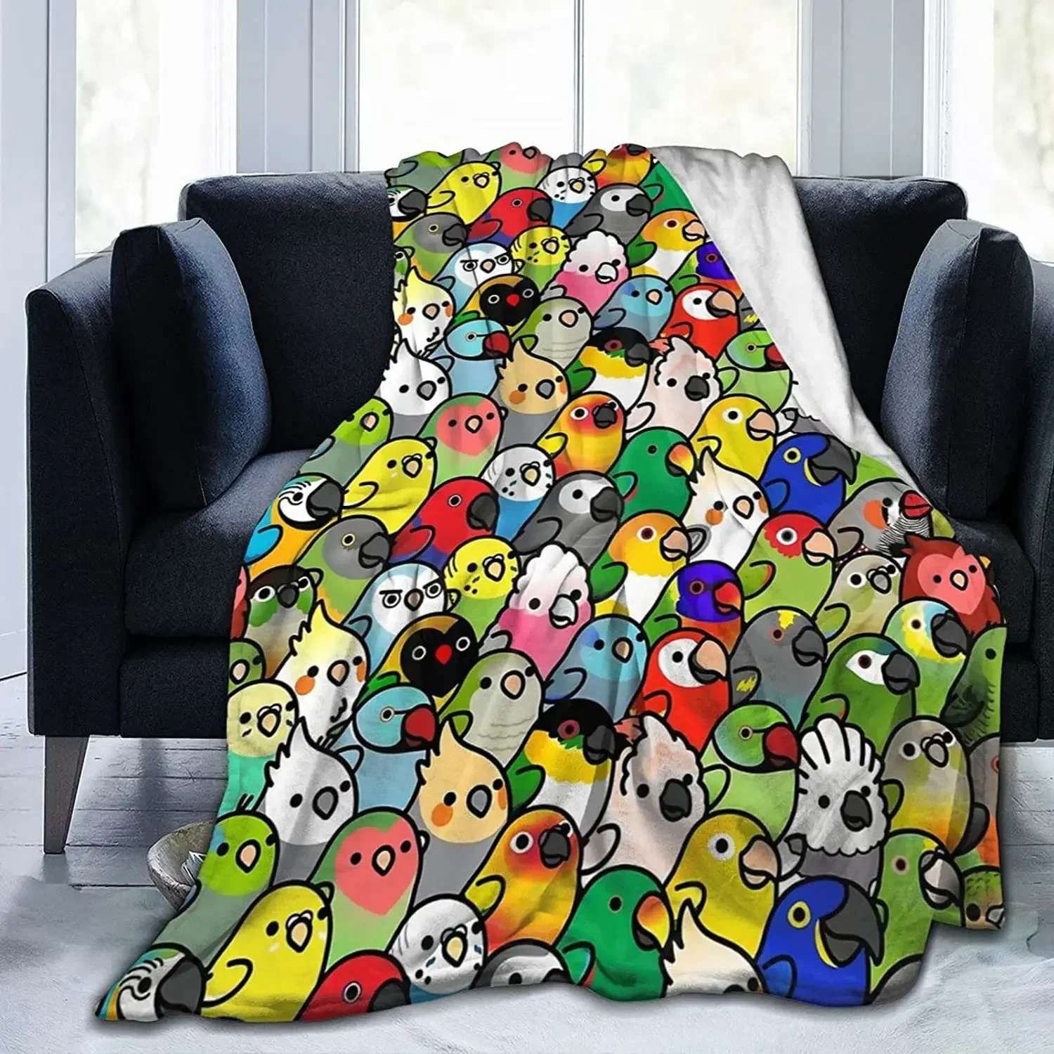 Cockatiel Flannel Throw Blanket,Cozy Warm Parrot  Blanket for All Seasons Bedding,  Bed Sofa Couch  Home Decor Gifts