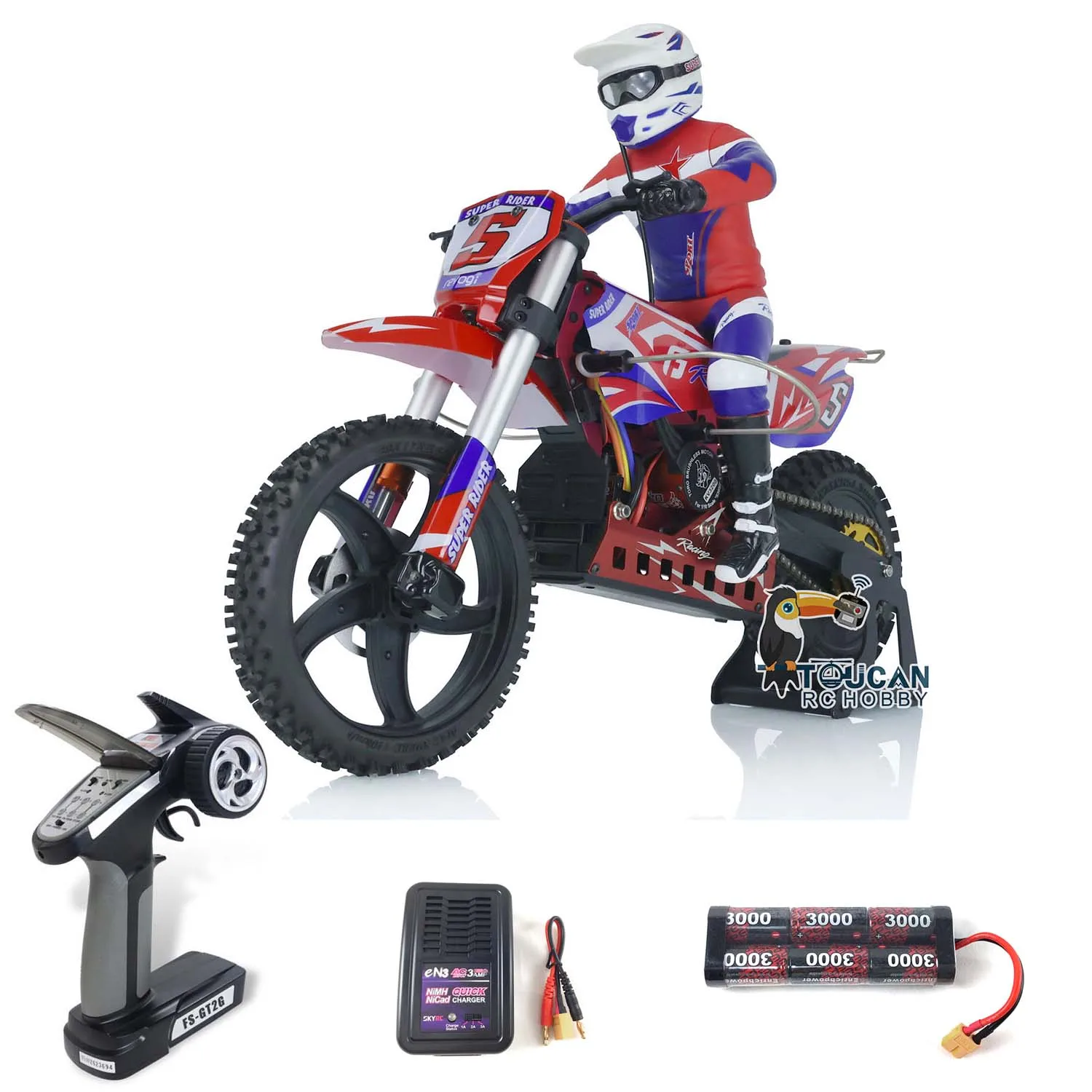 RC Super Rider RTR Sr5 Red Motor Bike Skyrc 1/4 Remote Control FS GT2 Motorcycle Battery Charger Model Toy Gift TH02600