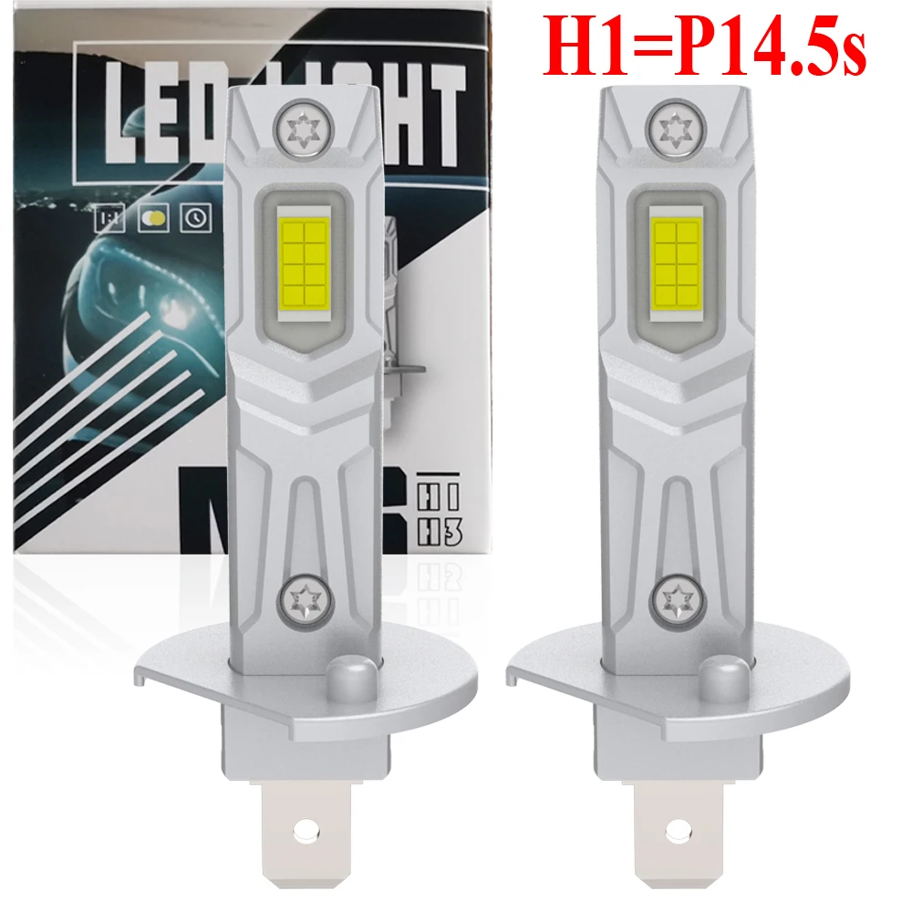 2pcs H1 P14.5s LED Headlight Bulbs High Power Car Turbo Diode White Fog Lamp Super Bright 12V 55W No Adapter Required for Moto