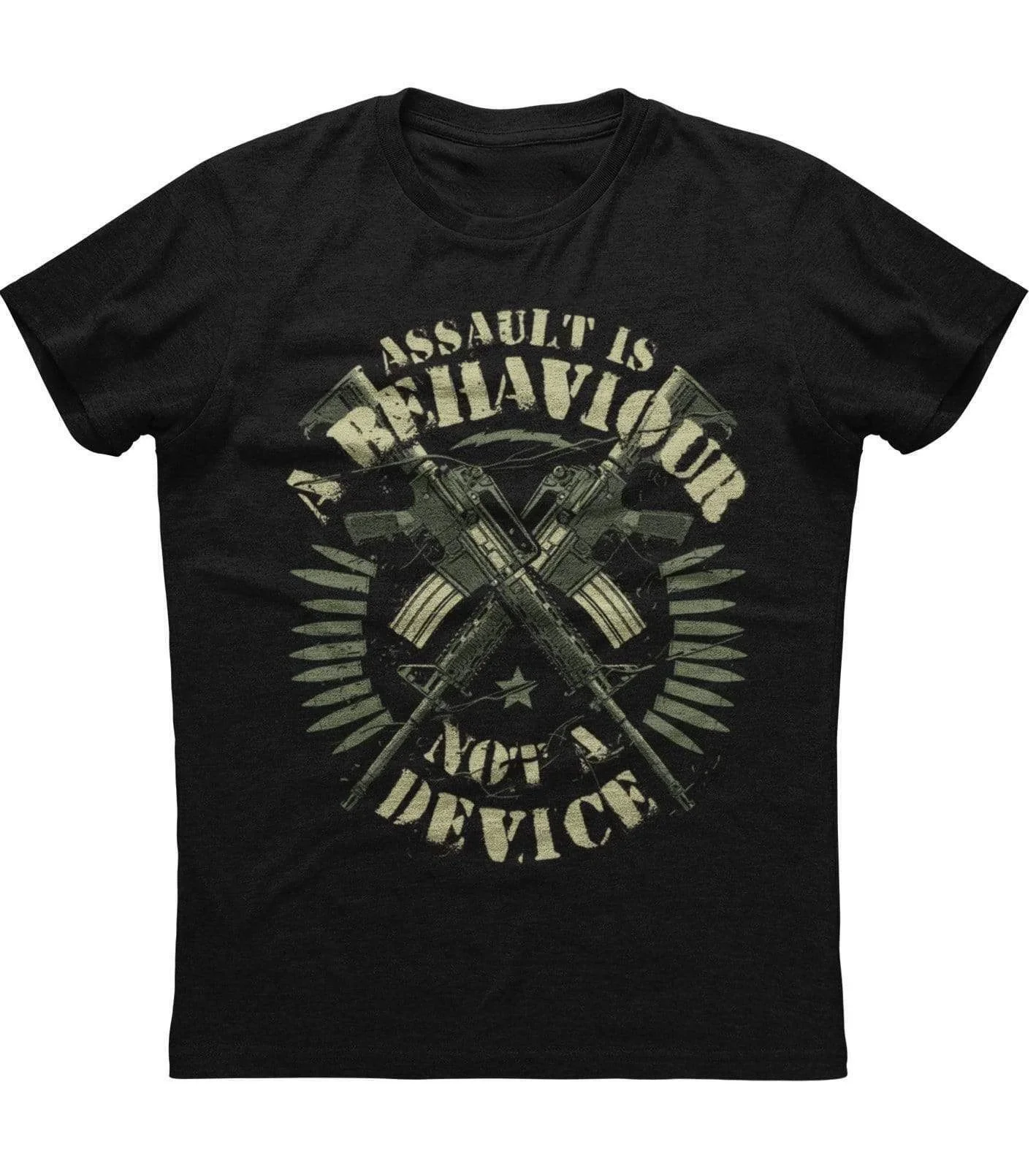 

Assault Is A Behaviour Not A Device. Funny Definition Gun Owners T-Shirt New 100% Cotton O-Neck Short Sleeve Casual Mens T-shirt