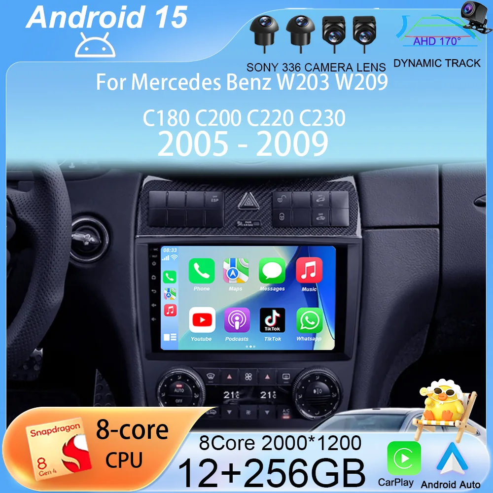 

Android 15 For Mercedes Benz W203 W209 C180 C200 C220 C230 2005 - 2009 Stereo Car Radio Multimedia Navigation GPS Carplay AUTO