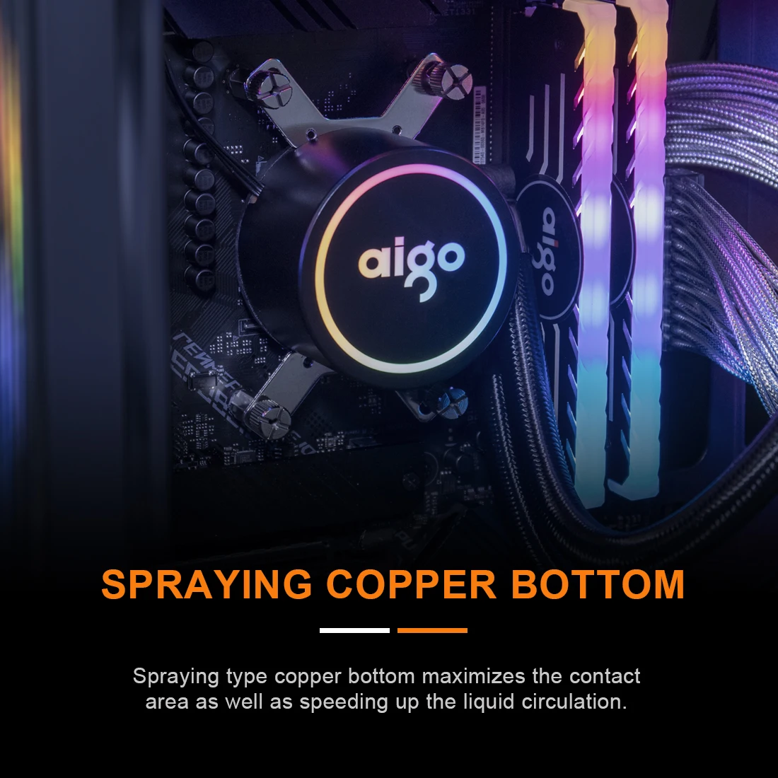 AIGO nước mát CPU làm mát máy tính RGB nước làm mát tản nhiệt tích hợp CPU mát quạt tản nhiệt LGA 1700/1151/2011/AM3 +/AM4