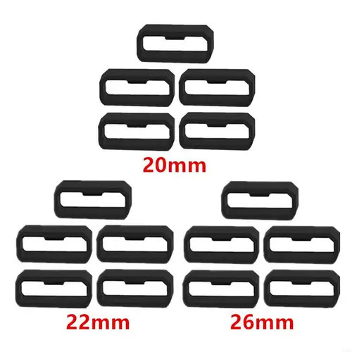 Imagen 1 del producto 5 uds 20/22/26mm correas de reloj de goma correa negra anillo de bucle correas de reloj de silicona soporte de accesorios para Garmin Fenix7 7X 6X 6 5X 5